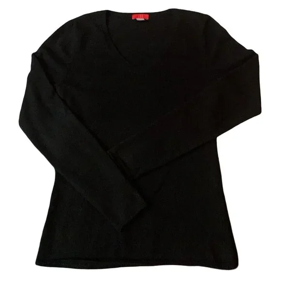 Jennie Liu 100% Cashmere Womans Black V-neck Pullover Sweater Small Quiet Luxury - Picture 3 of 7